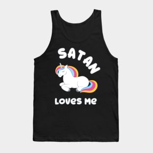 Funny Unicorn Unicorns Satan Loves Me Metal Gift- Tank Top